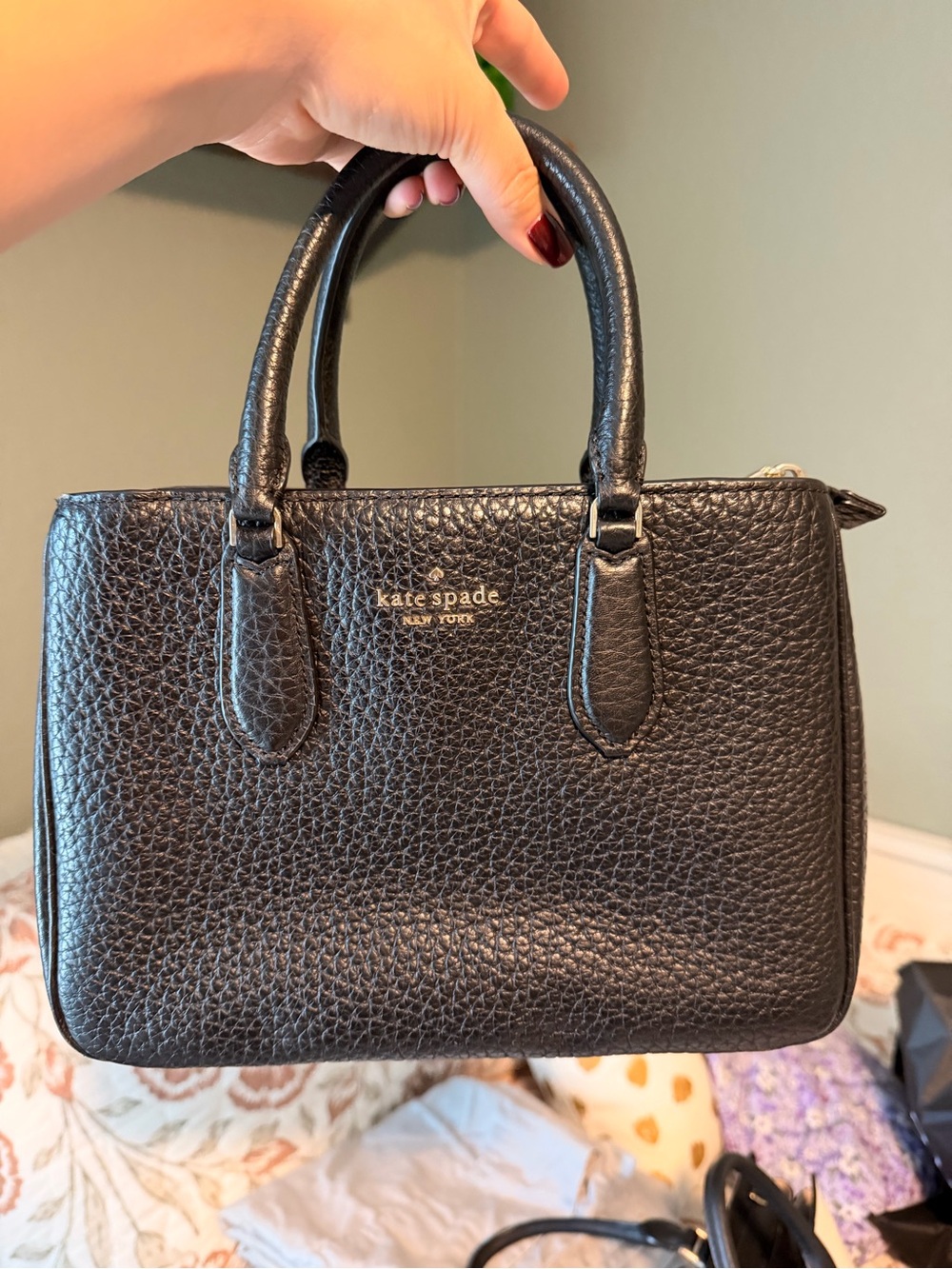kate spade Black Pebbled Leather Top-Handle Bag